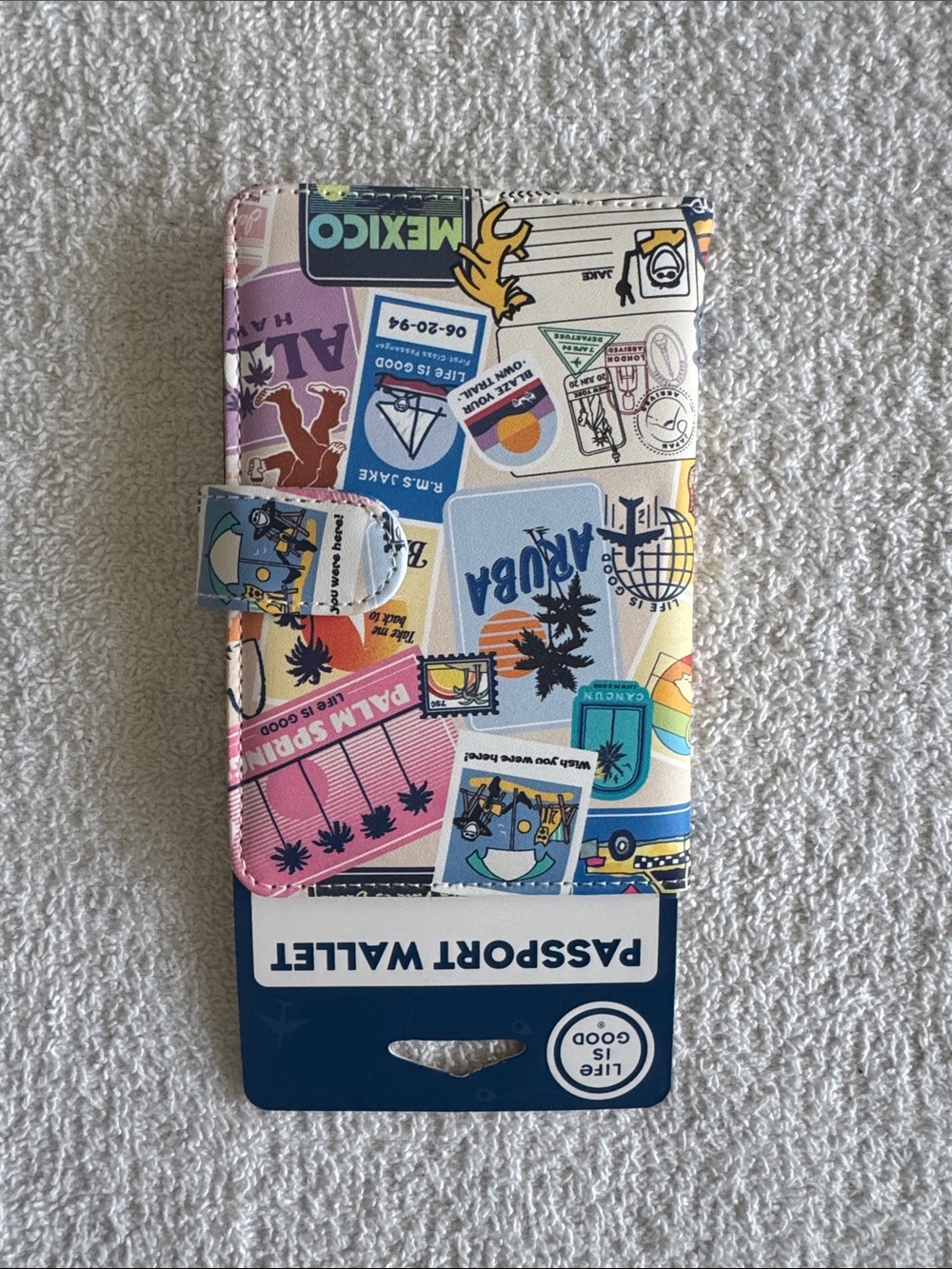 Life Is Good Travel Passport Wallet Multicolor Sticker Collage - Picture 3 of 14